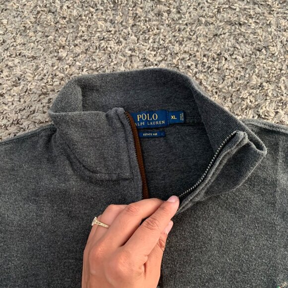 Polo Ralph Lauren Gray Half-Zip Pullover XL Mens Cotton Blend Long Sleeve Sweate - Picture 4 of 7